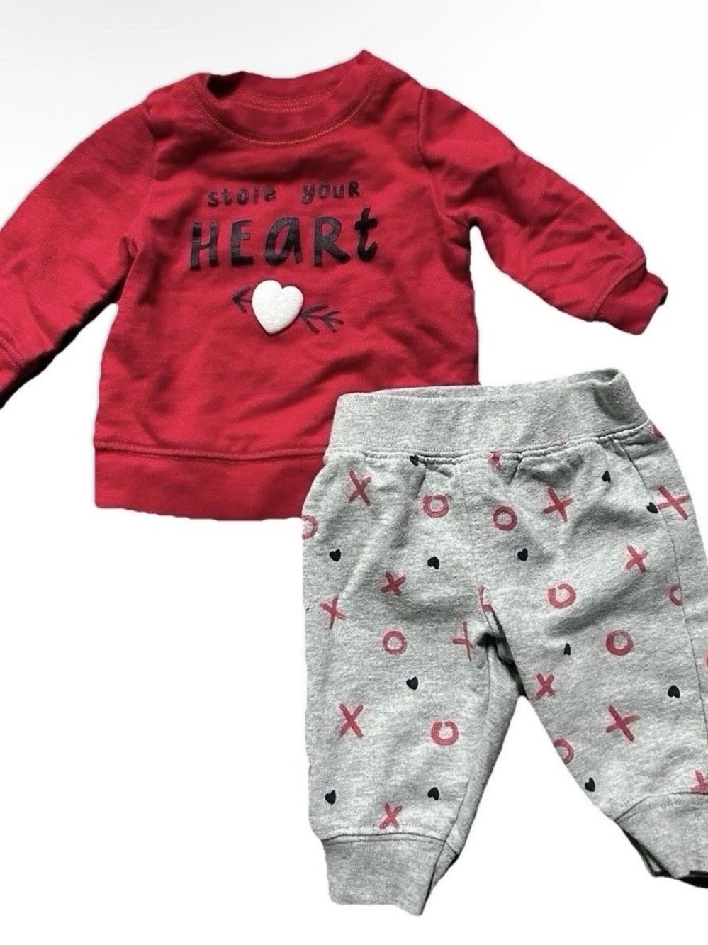 Baby Valentine’s Day Sweatshirt Sweatpants Stole Your Heart Size 0-3 Months